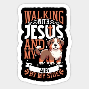 Jesus and dog - Aidi Sticker